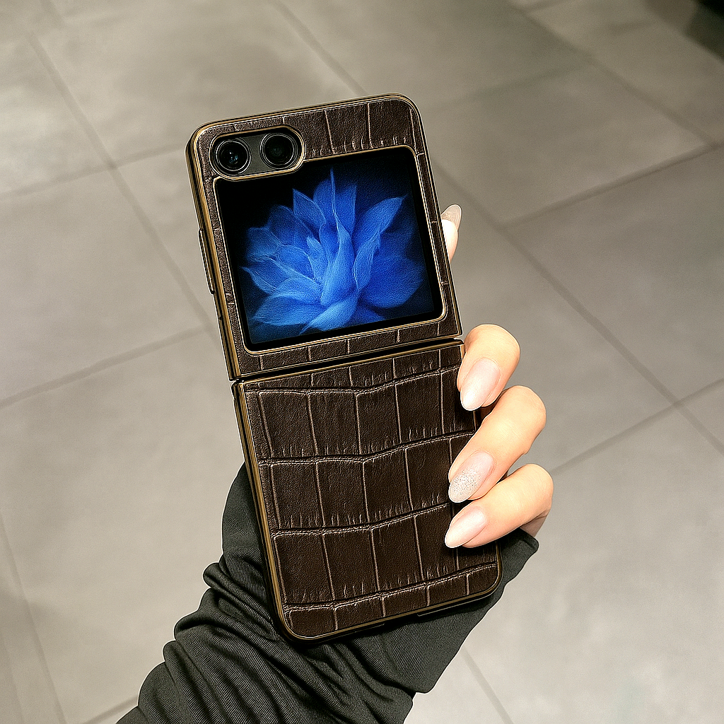 가죽 케이스 명품 지플립 블랙, 갤럭시Z 플립5 - 상세 이미지 5