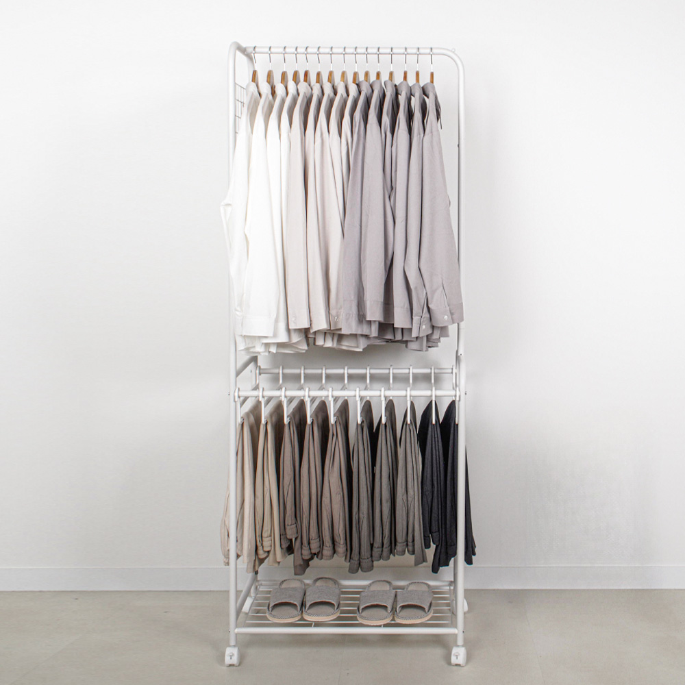 무베즈 올인원 이동식행거 2단 드레스룸 고정식 스탠드 옷걸이 행거