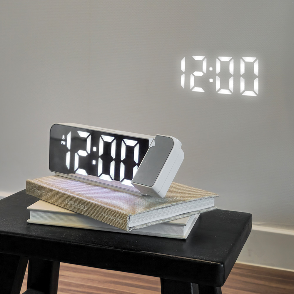 빔프로젝션 LED 탁상시계 디지털 날짜 온도 인테리어 알람시계