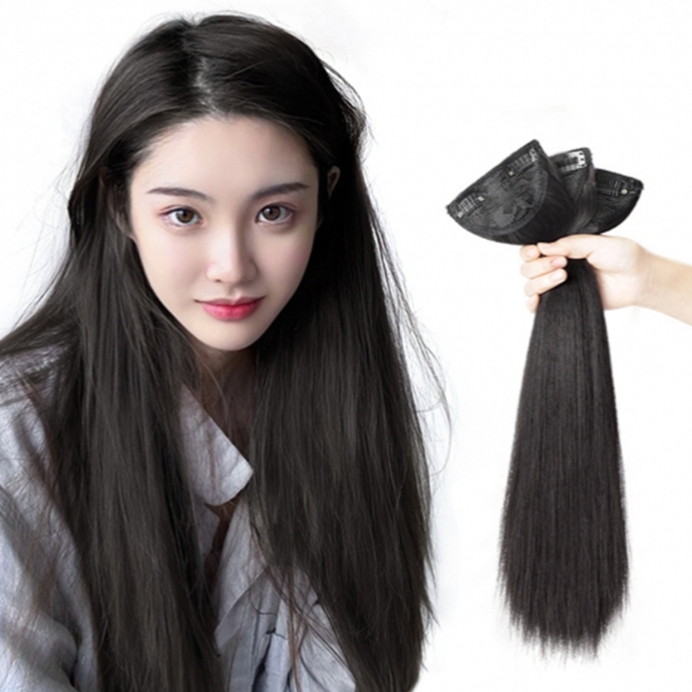 풍성한 여자부분가발 인모가발 볼륨 숱커버 붙임머리피스 3p세트 - 상품 이미지