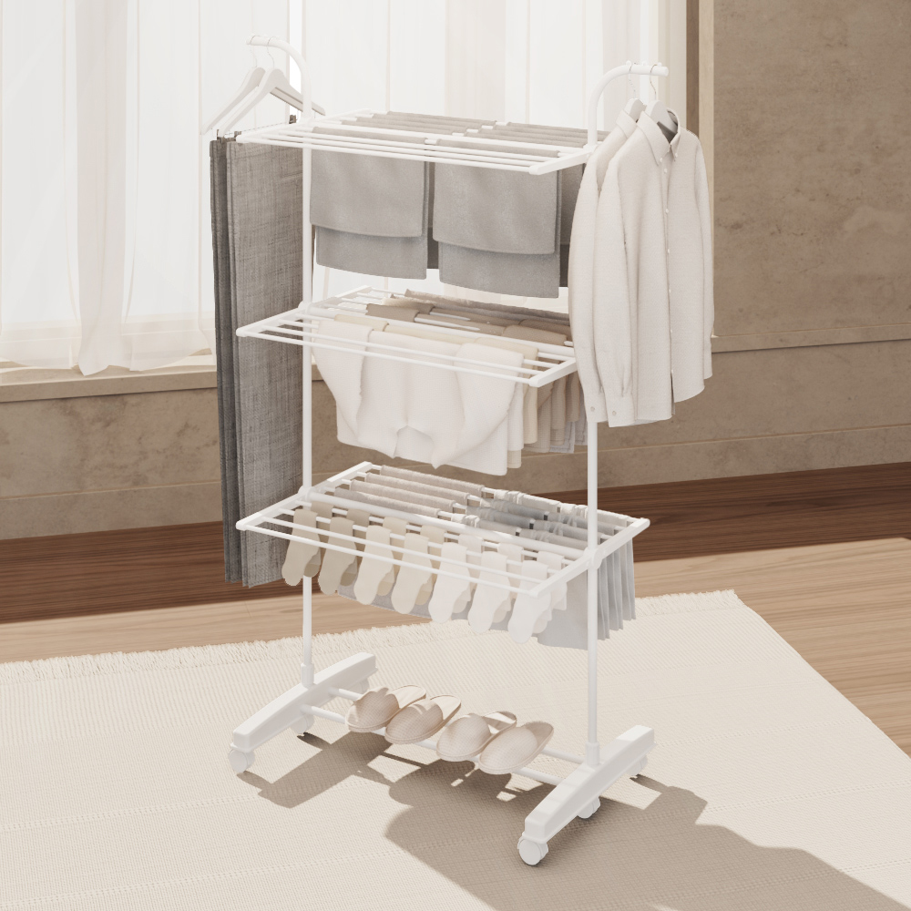 [단독] 무베즈 3단 빨래건조대 대형 튼튼한 접이식 수건 이불 건조대