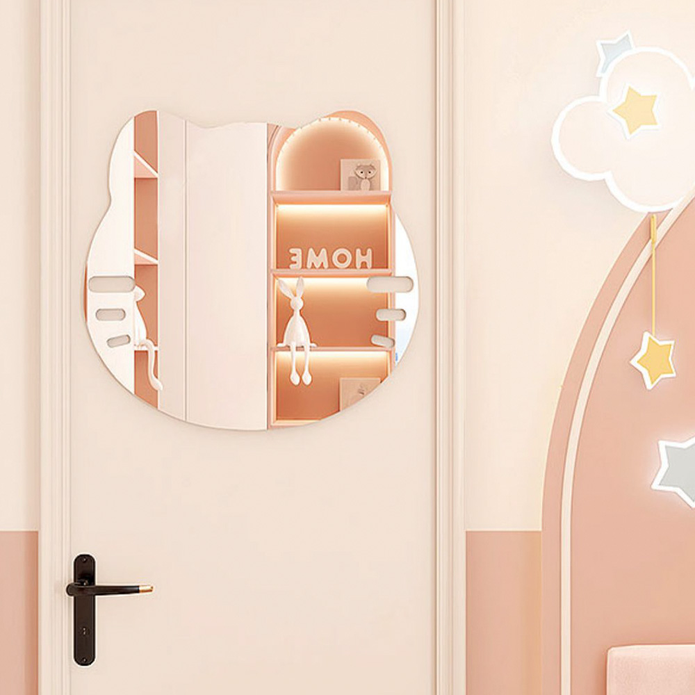 2mm 귀여운 아크릴거울 곰돌이 무타공 안깨지는 화장대 욕실 붙이는 거울