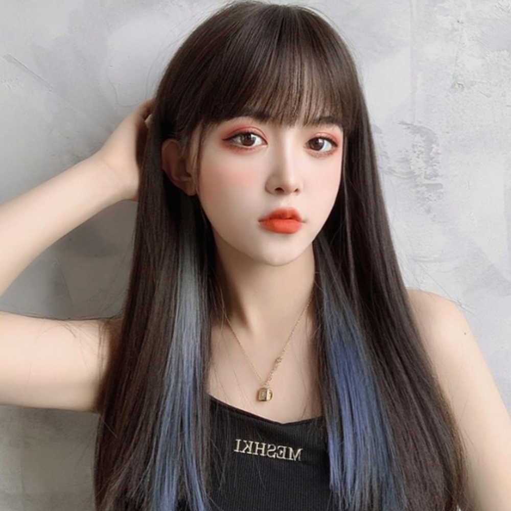 긴머리 브릿지 헤어피스 그라데이션 인모 부분가발 6p세트 - 상품 이미지