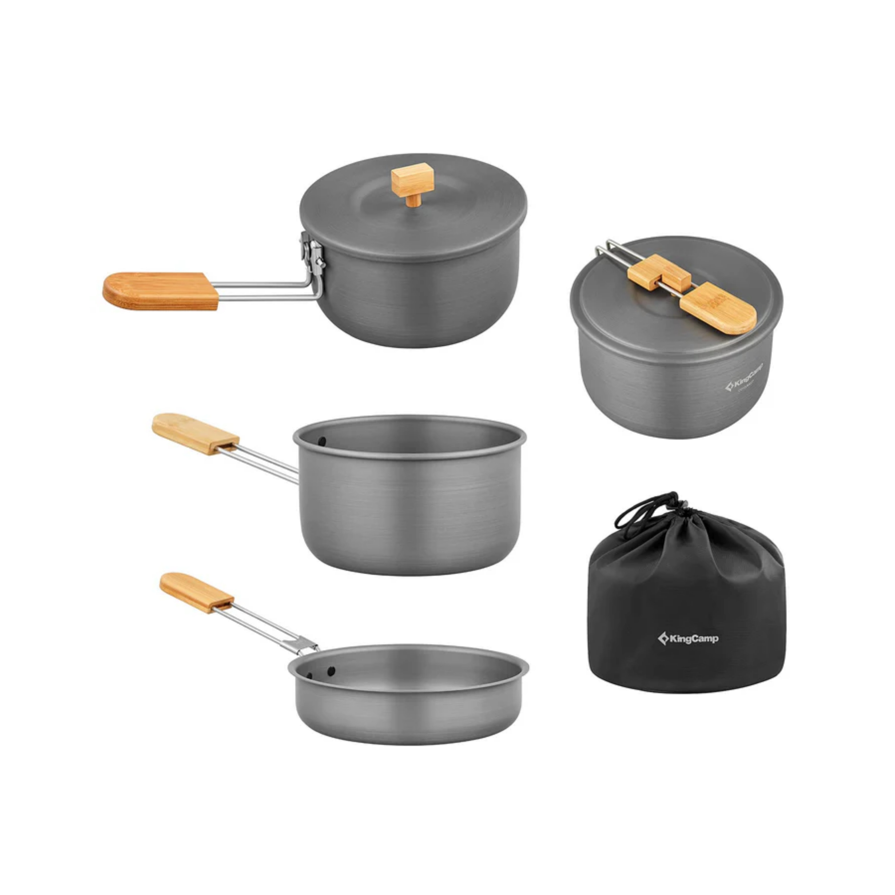 킹캠프 알루미늄 캠핑 코펠 4종세트 3~5인용 휴대용 야외 조리세트 KA2126