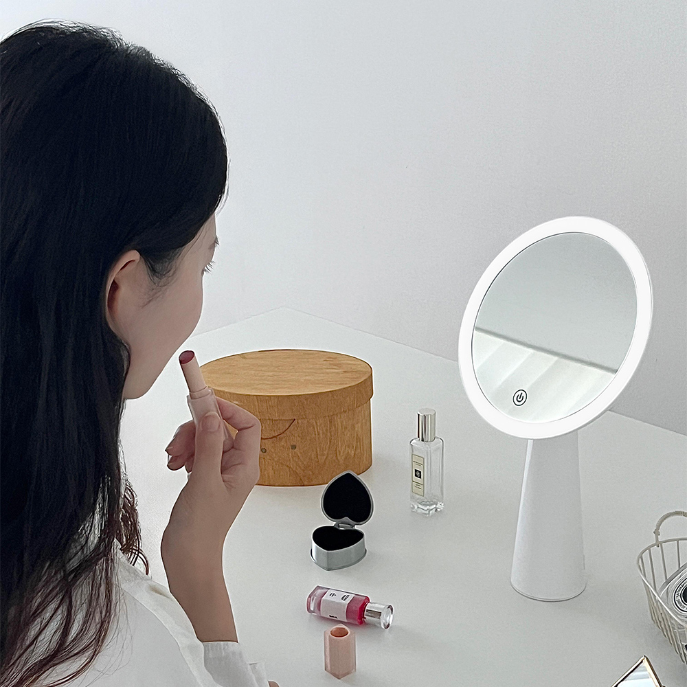 글로우 LED 탁상 화장 거울 기본형 메이크업 무선 조명 거울