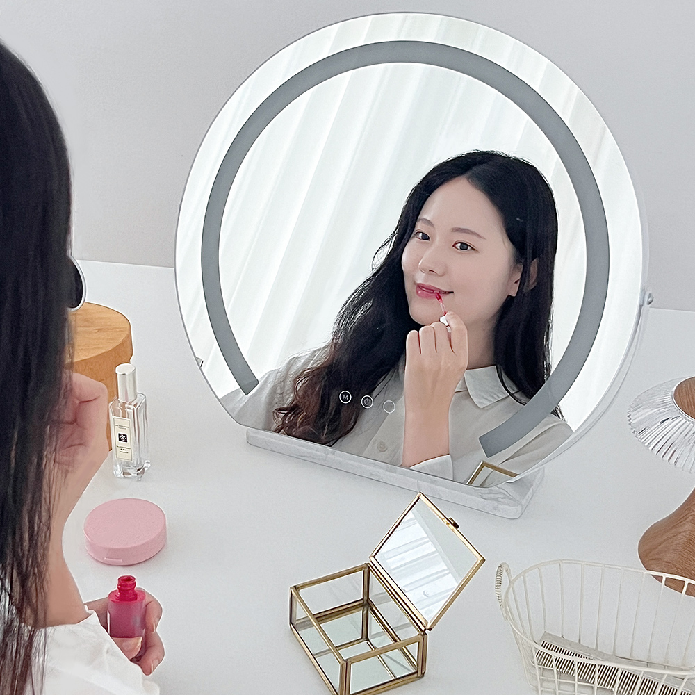 LED 라운드 화장대 거울 스탠드 원형 인테리어 거울