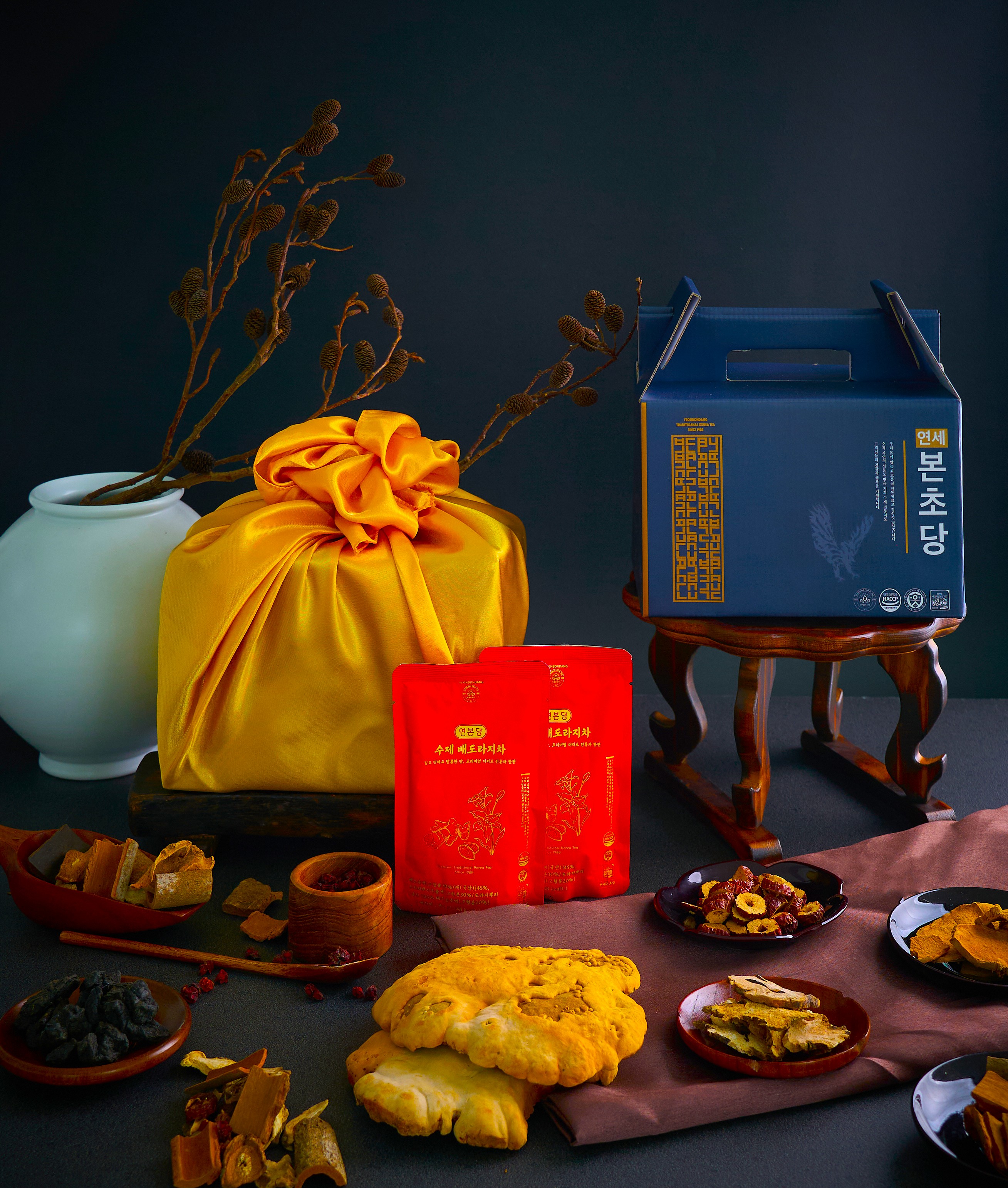 [연본당] 수제 배도라지차 (달콤 찐한 디저트전통차) with 황금보자기 10개입, 1개