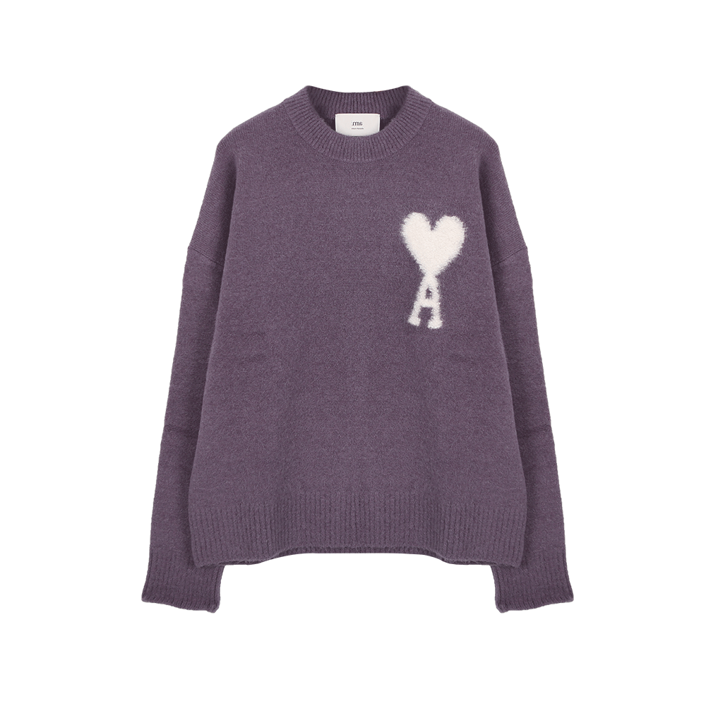 아미 빅 하트 로고 라일락 스웨터 UKS025 KN0032 504 (2024 F/W) XL - 메인 이미지
