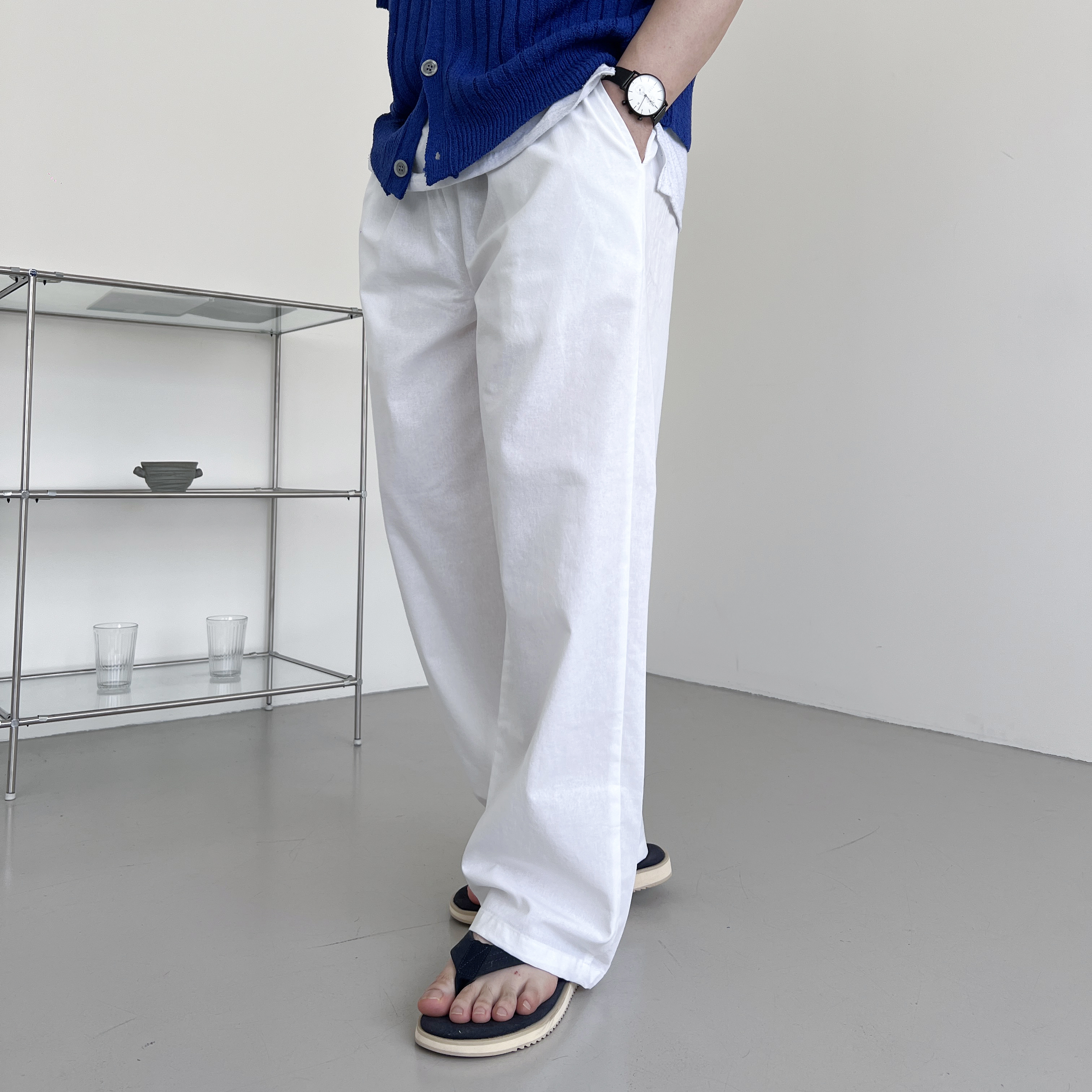 남자흰바지 남자린넨슬랙스 여름슬랙스 백바지 - 상세 이미지 2