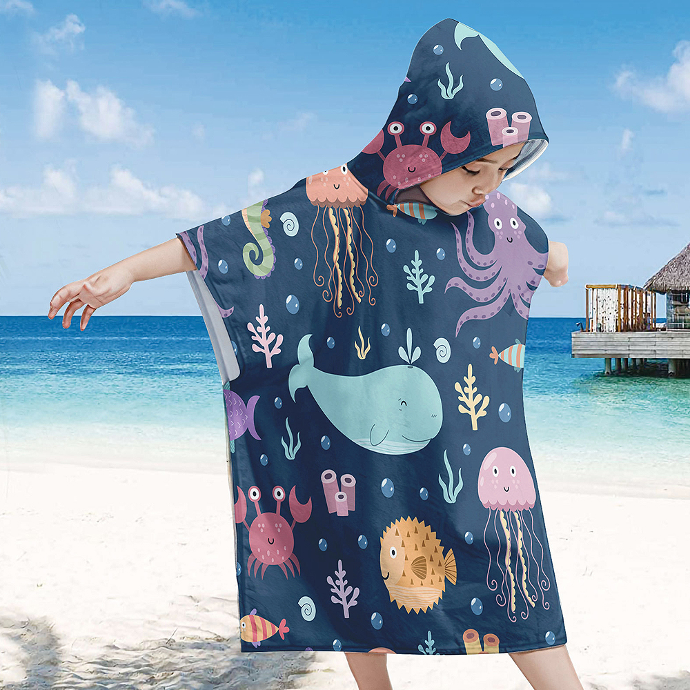 유아 키즈 아동 초등 아이 학생 어린이 비치 수영 물놀이 가운 샤워 목욕 타올 수건 후드