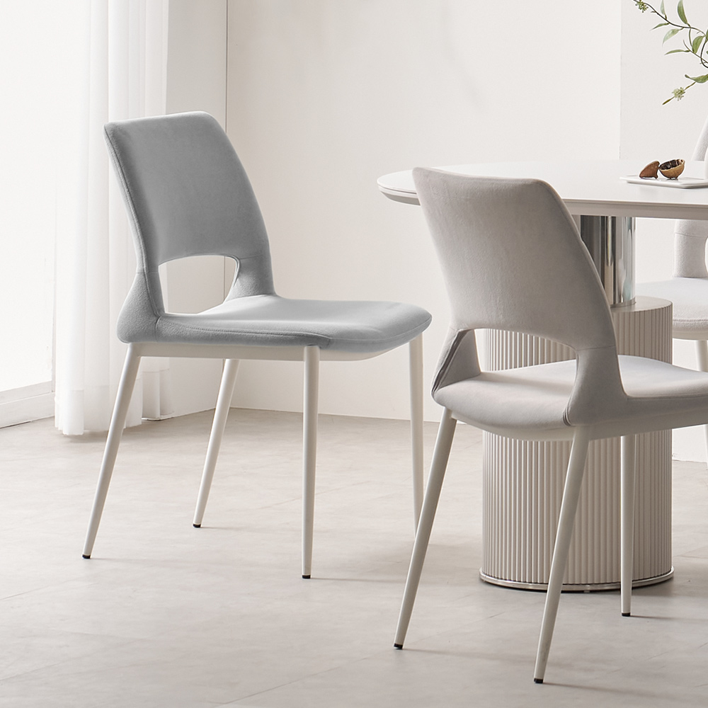 허리편한 식탁의자 화이트 테이블의자 패브릭 다이닝체어 진그레이