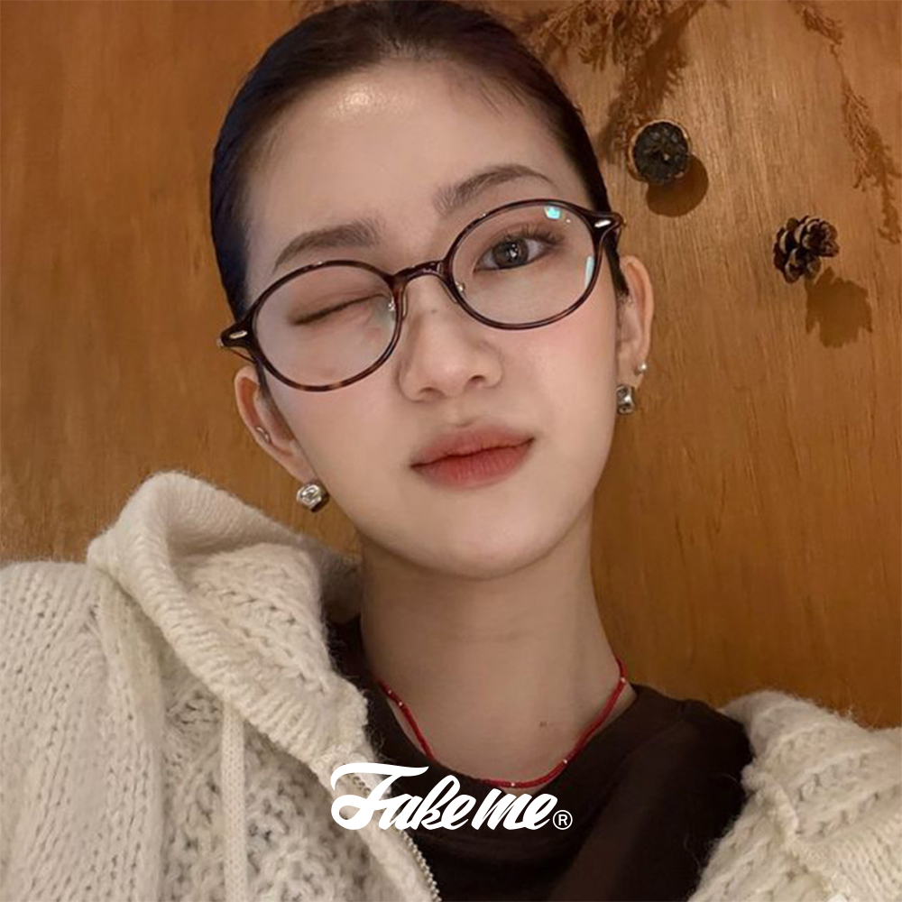 페이크미 안경 케이트 DEM 얇은 뿔테 티타늄 콤비 코밭침 가벼운 긱시크 뿔테 안경테 - 상품 이미지