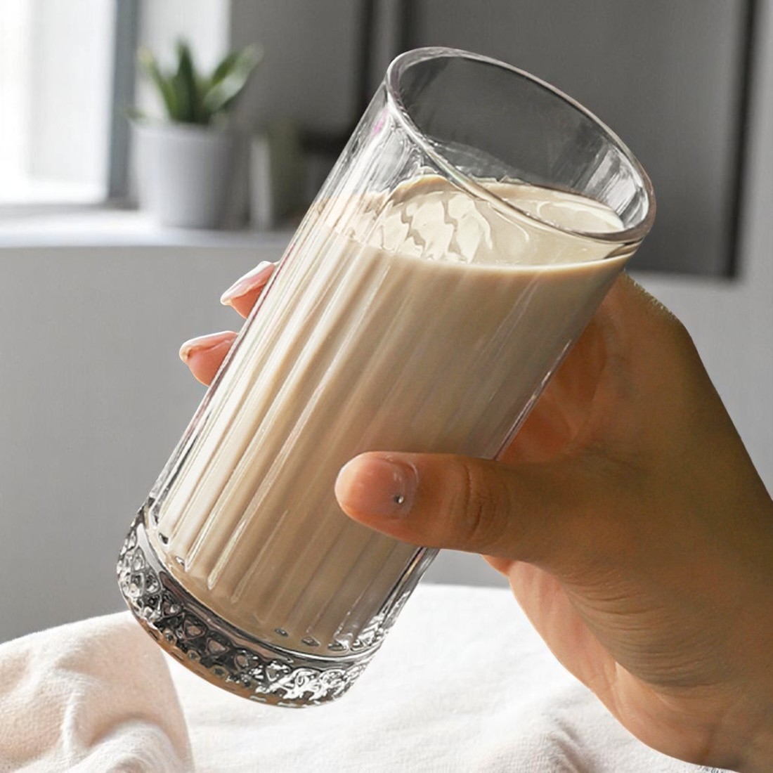 플리츠 홈카페 유리컵 아이스아메리카노 플랫화이트 아인슈페너 손잡이 일자 냉커피잔 4종