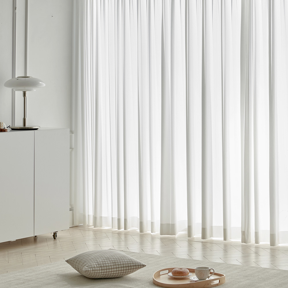 국내산 이음선없는 시그니처 도톰쉬폰커튼 나비주름 먼지없는 거실 카페커튼 270cm 맞춤