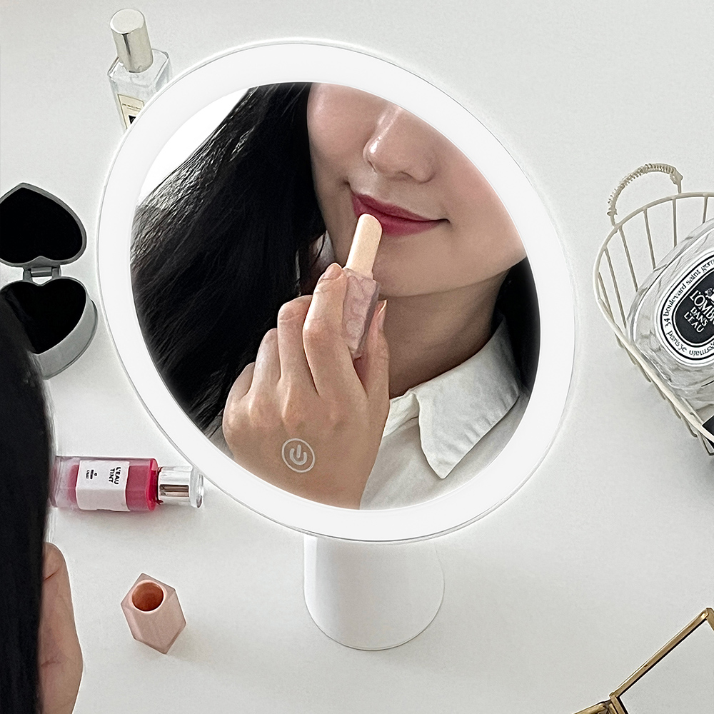 글로우 LED 탁상 화장 거울 기본형 메이크업 무선 조명 거울