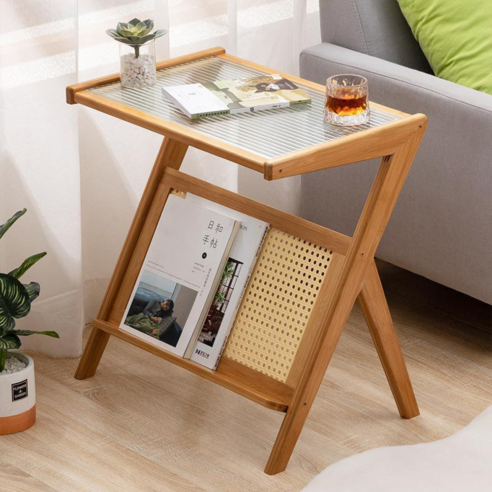 원목 라탄 사이드테이블 중형 모던 거실 쇼파 간이 미니 협탁 테이블