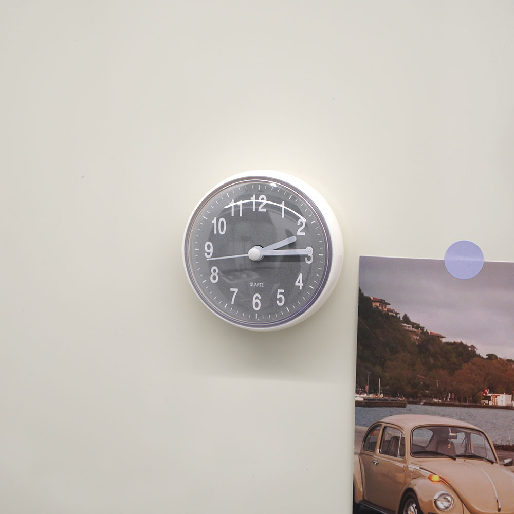 흡착식 무타공 방수 욕실 화장실 시계 무소음 벽걸이시계