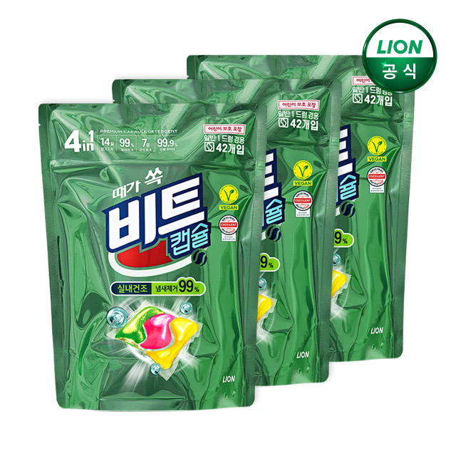 비트 캡슐세제 실내건조 42개입 3세트+15개 더 - 상품 이미지