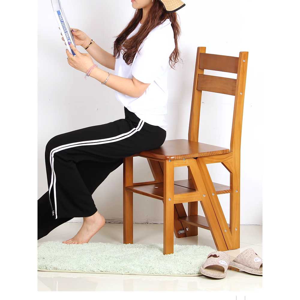 다용도 사다리 의자 원목 스툴 주방 계단식 디딤대 - 상세 이미지 4