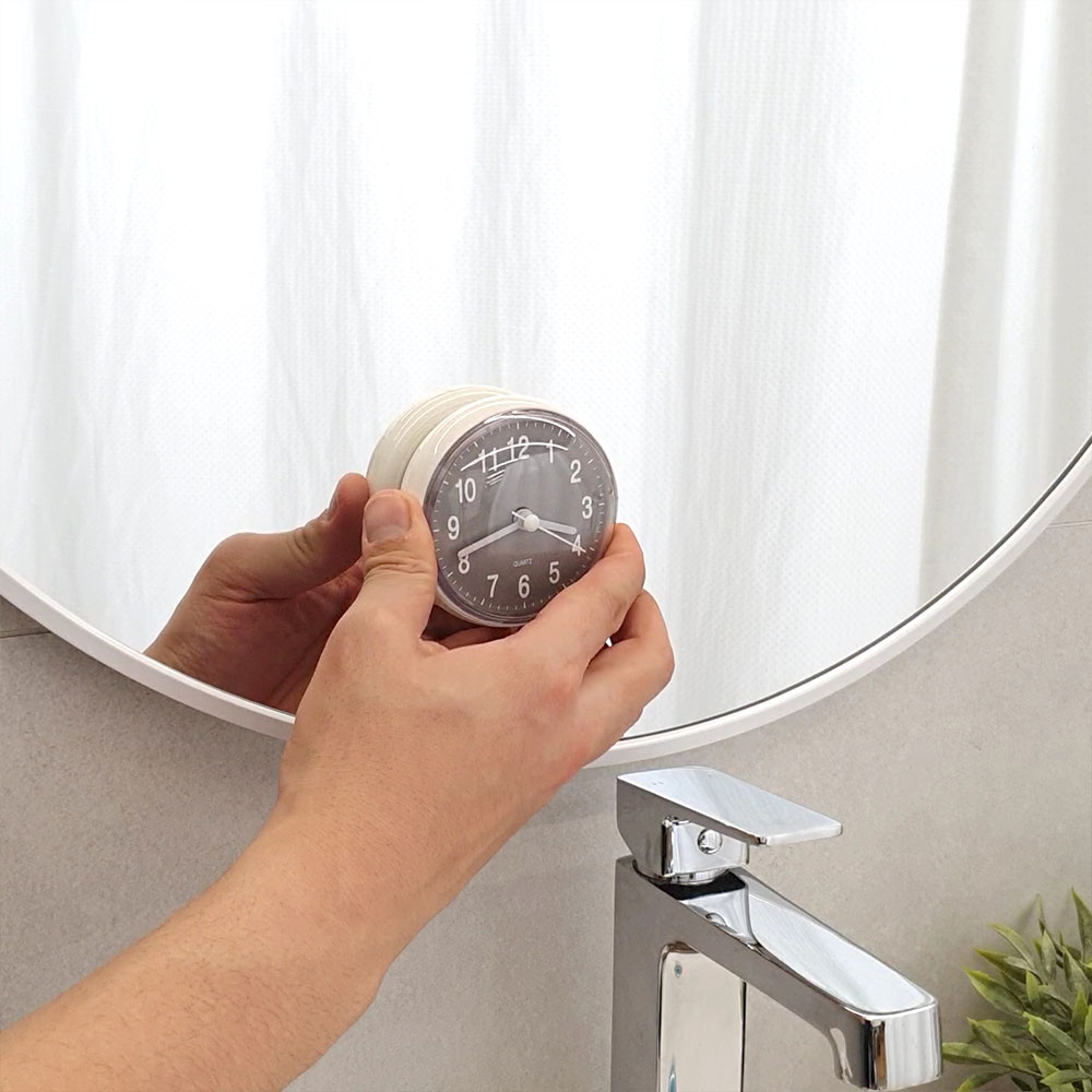 흡착식 무타공 방수 욕실 화장실 시계 무소음 벽걸이시계