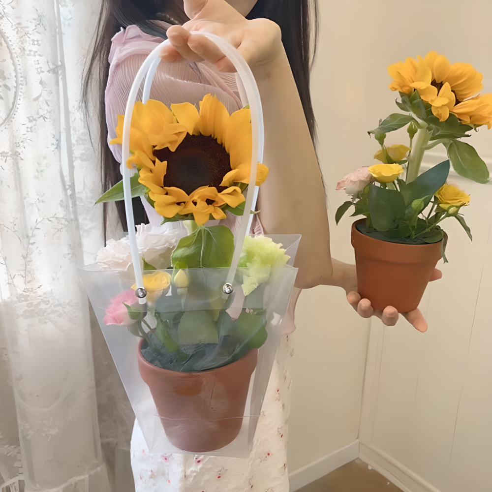 투명 꽃다발 쇼핑백 답례품 화분 캐리어 꽃 선물 포장 고급 미니 비닐백 1호 - 상세 이미지 5