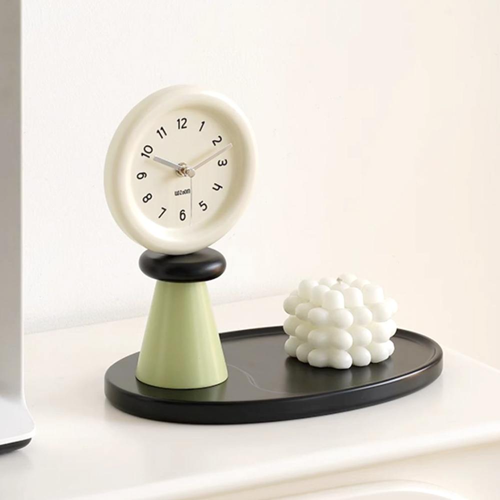 온마이무드 오브제 트레이 시계 무소음 탁상시계