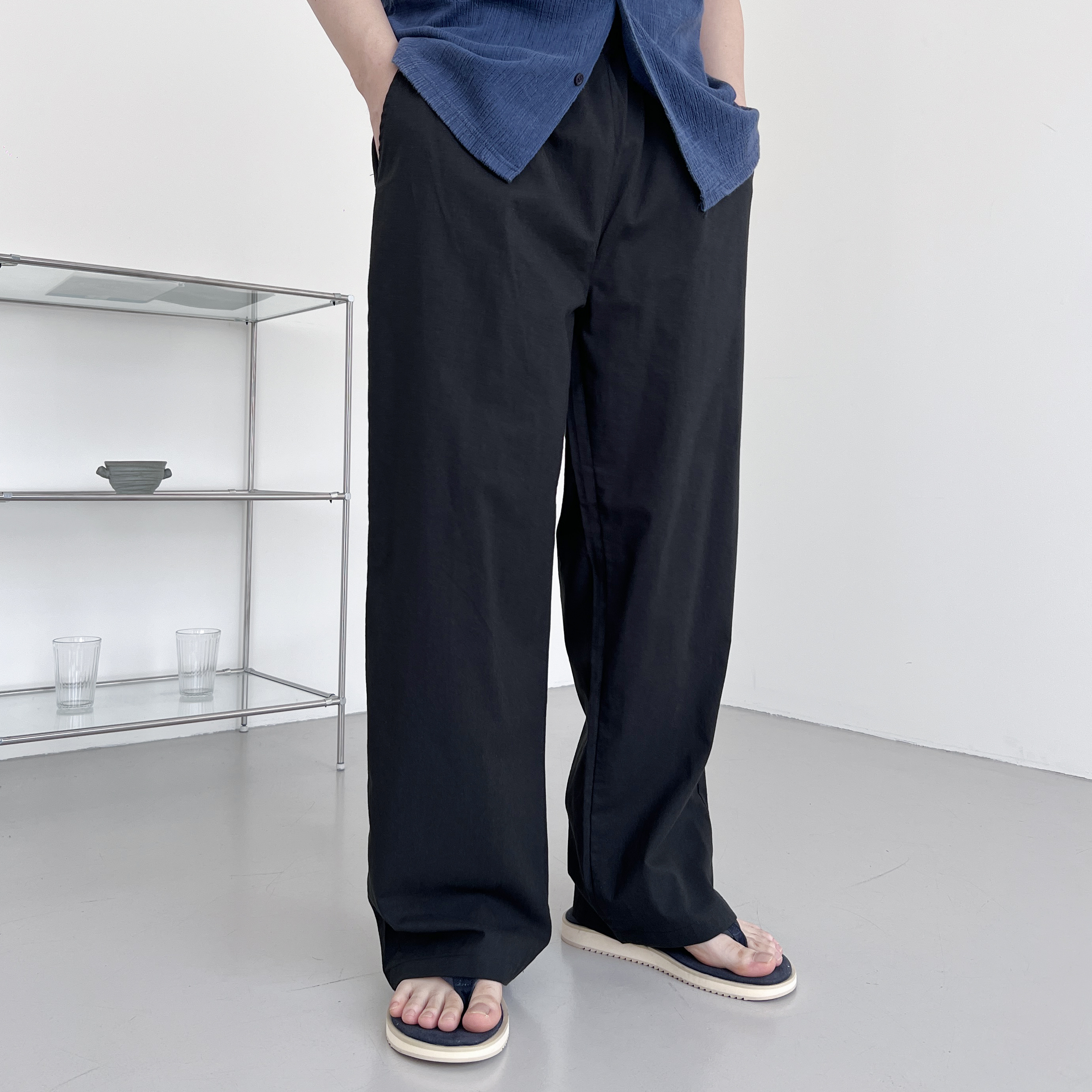 남자린넨와이드팬츠 남자린넨슬랙스 여름통바지 통큰바지 백바지 - 상세 이미지 5