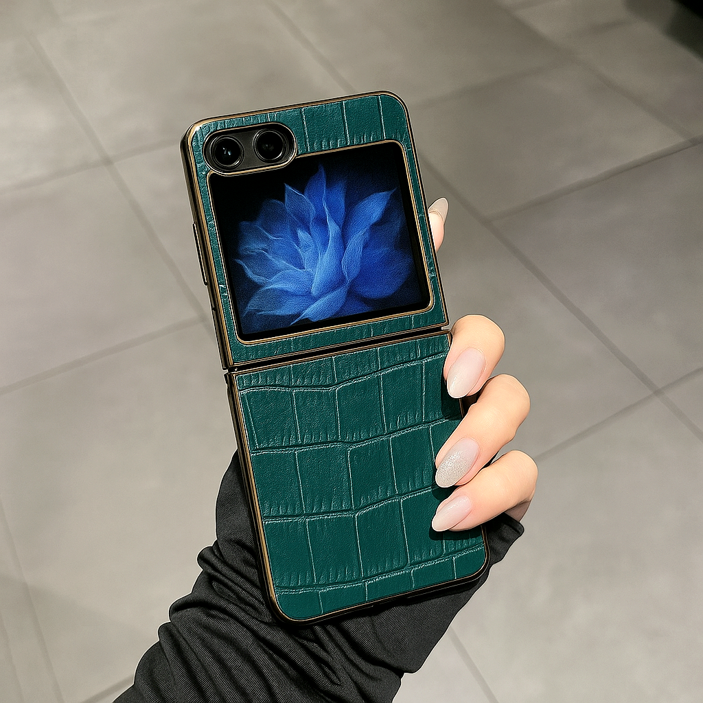 가죽 케이스 명품 지플립 블랙, 갤럭시Z 플립5 - 상세 이미지 4