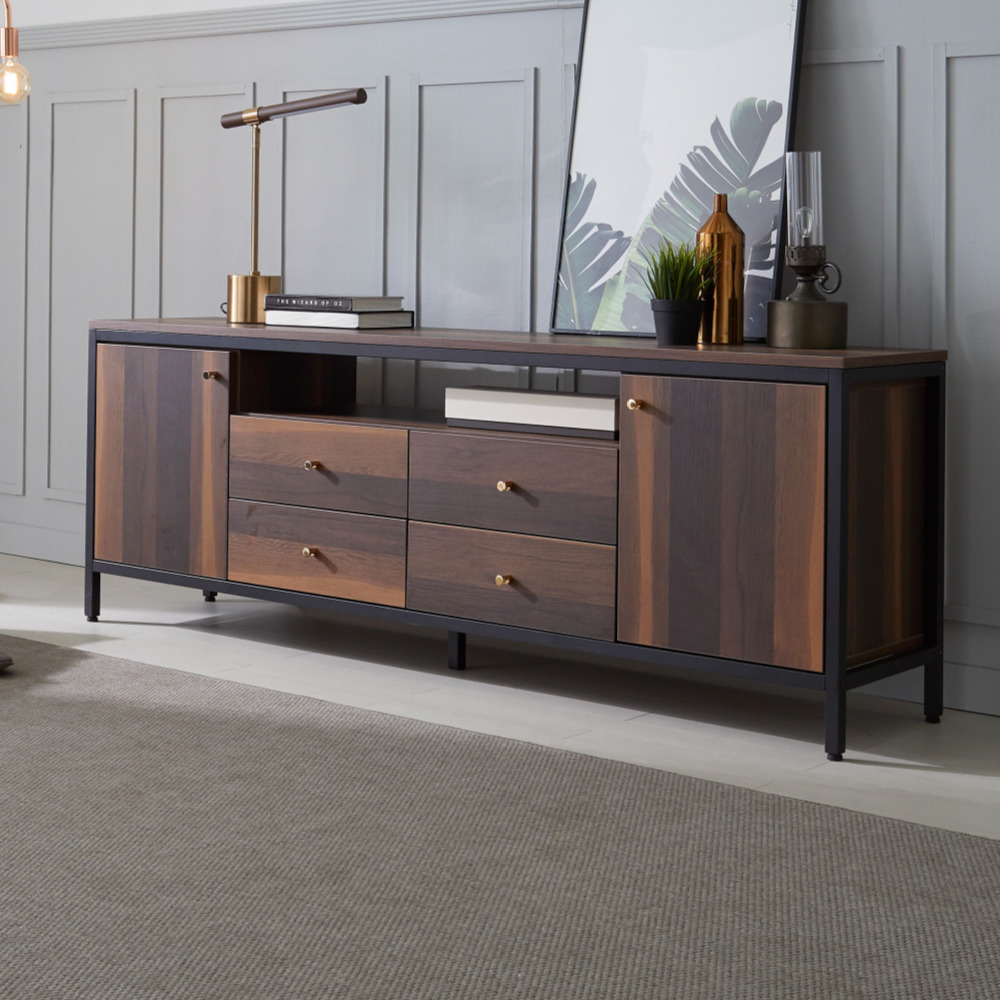 세 1800거실장 높은tv장테이블 멀바우 철제티비다이 오디오장식장