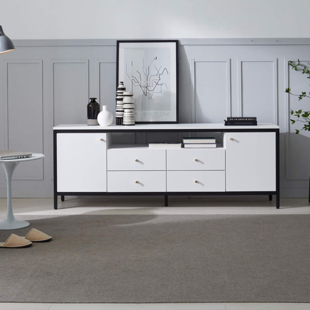 세 1800거실장 높은tv장테이블 멀바우 철제티비다이 오디오장식장