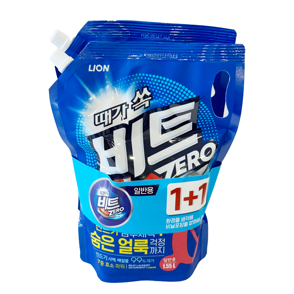 때가 쏙 비트 제로 리필 액체 세탁세제 일반형 1.55L x 2개 - 상품 이미지