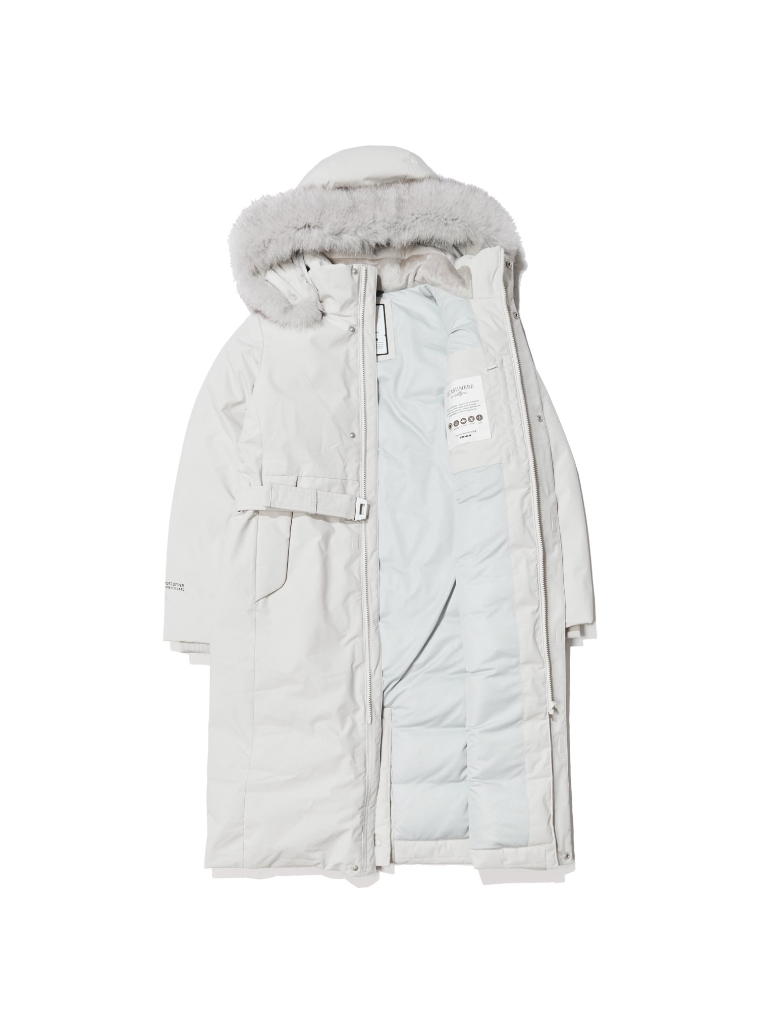 아이더 여성 롱패딩 라헨느 캐시미어 윈드스토퍼 구스다운 자켓