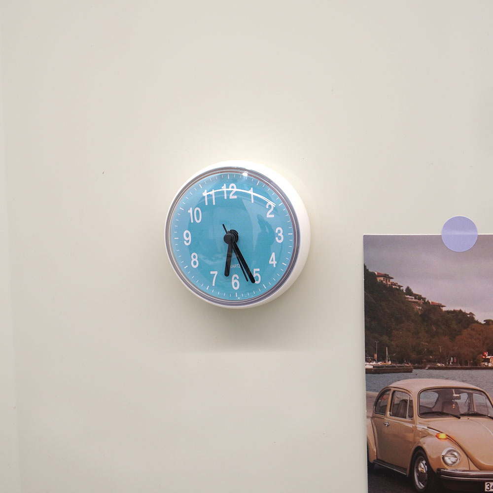 흡착식 무타공 방수 욕실 화장실 시계 무소음 벽걸이시계