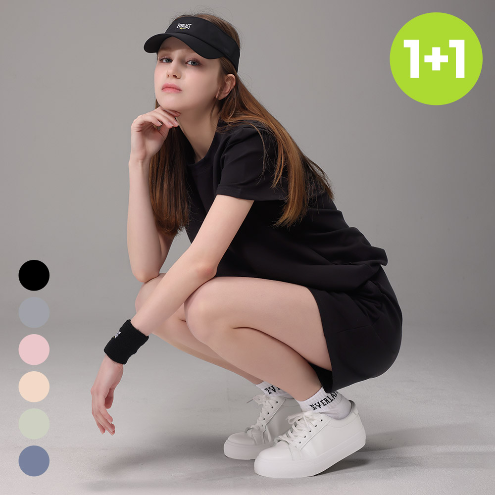1+1 에버라스트 여성 맨투맨 반팔 셋업 운동복 세트 - 상품 이미지