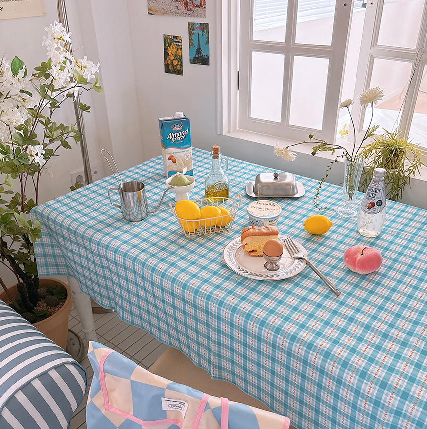 미니유 플라워 방수 식탁보 테이블보 사각 집들이 홈 파티 카페 공방 옐로우 95X110