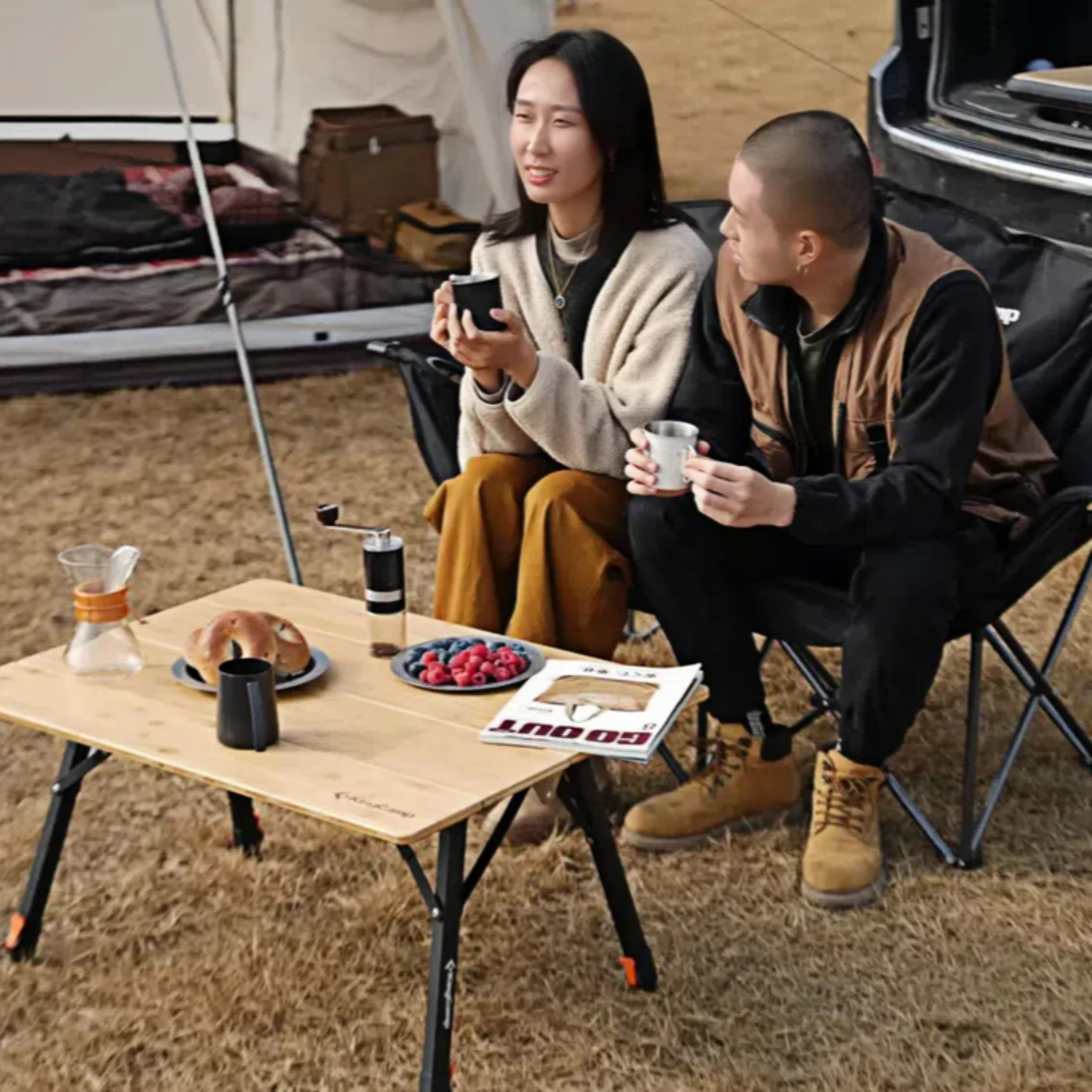 킹캠프 대나무 컴팩트 테이블 캠핑 피크닉 폴딩 높이조절 KC2405 BAMBOO P8060 이미지 7