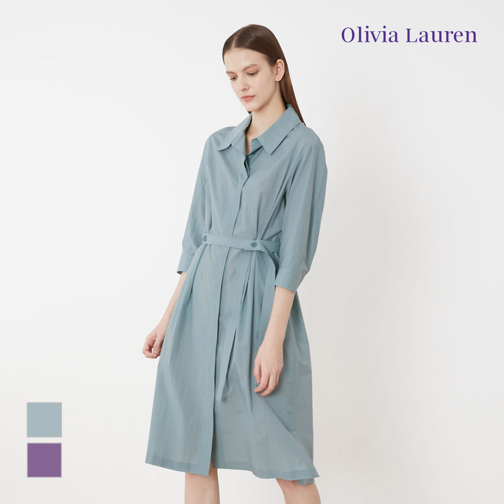 [올리비아로렌] 셔츠카라 풀오픈 원피스_VOCOA3M4111 : OLIVIA LAUREN