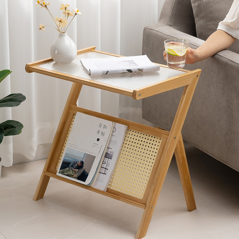 원목 라탄 사이드테이블 중형 모던 거실 쇼파 간이 미니 협탁 테이블
