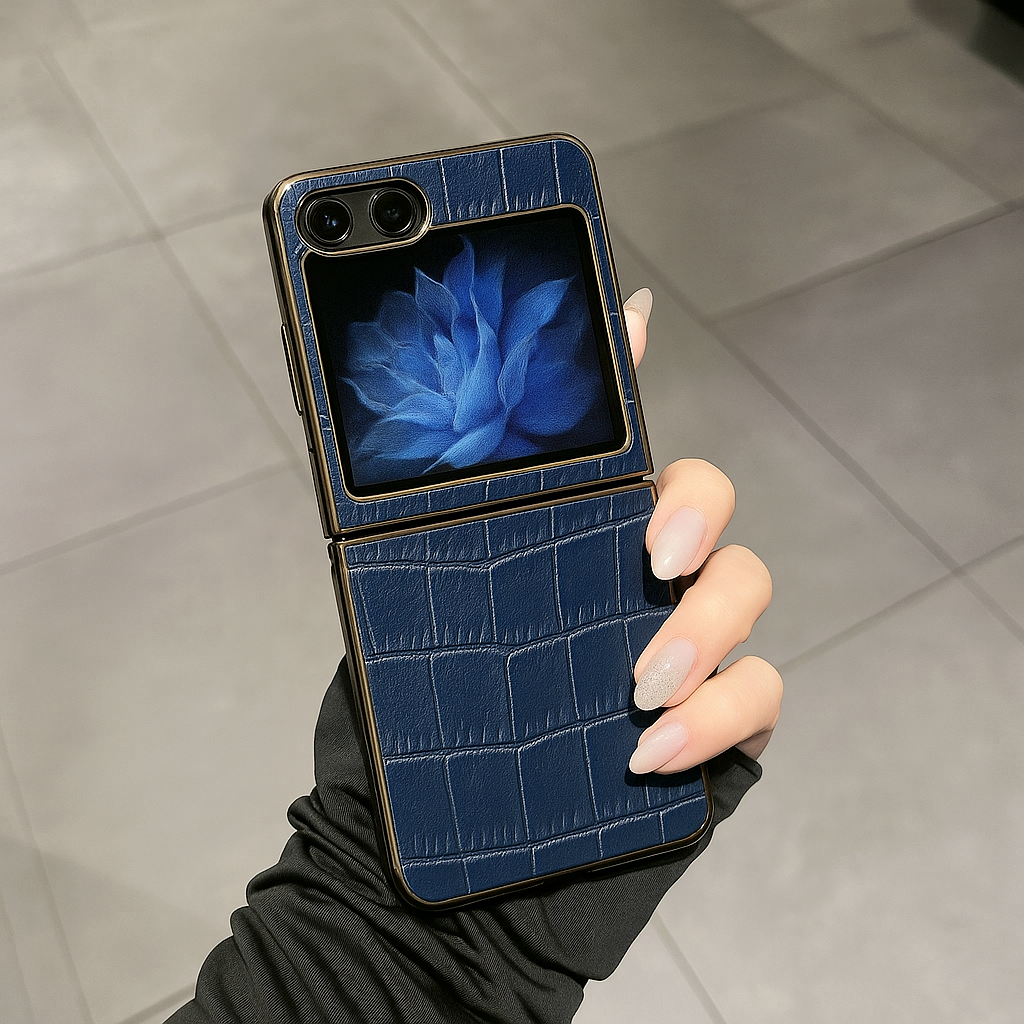 가죽 케이스 명품 지플립 블랙, 갤럭시Z 플립5 - 상세 이미지 2