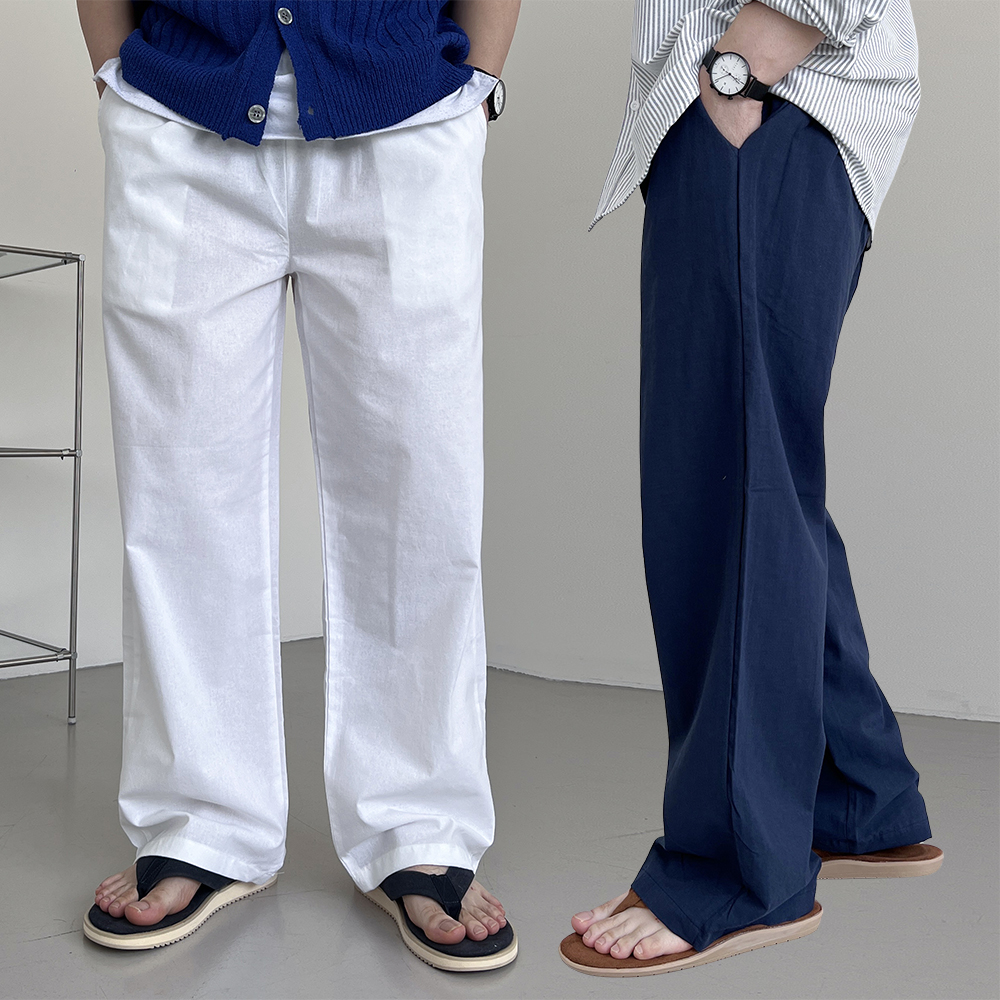 남자흰바지 남자린넨슬랙스 여름슬랙스 백바지 - 상품 이미지