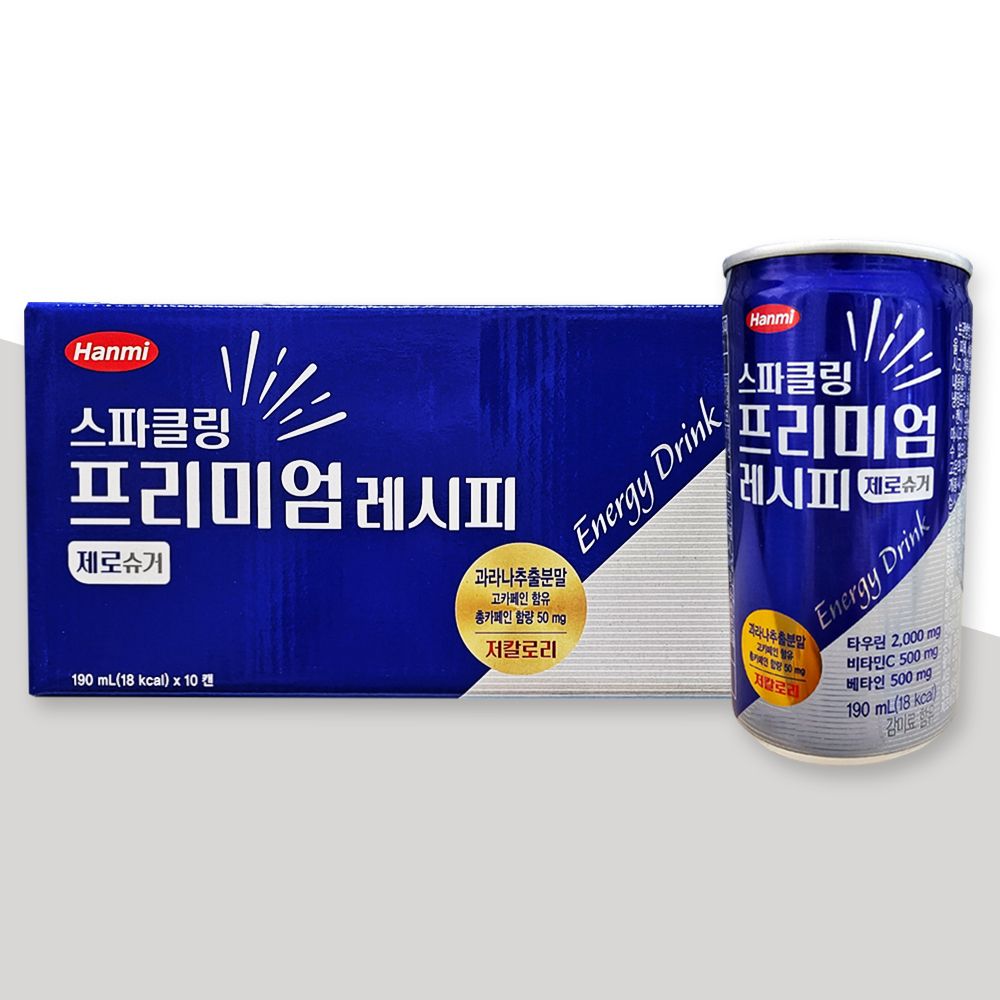 한미 스파클링 프리미엄 레시피 제로 슈거 190ml x 10캔 : 더블유팜