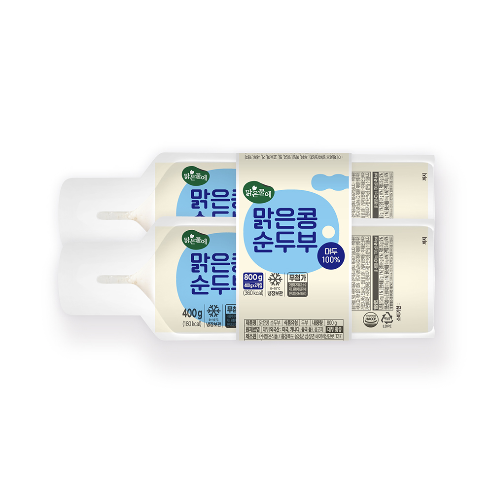 맑은물에 맑은콩 순두부 400gx2개 : 맑은물에홀딩스