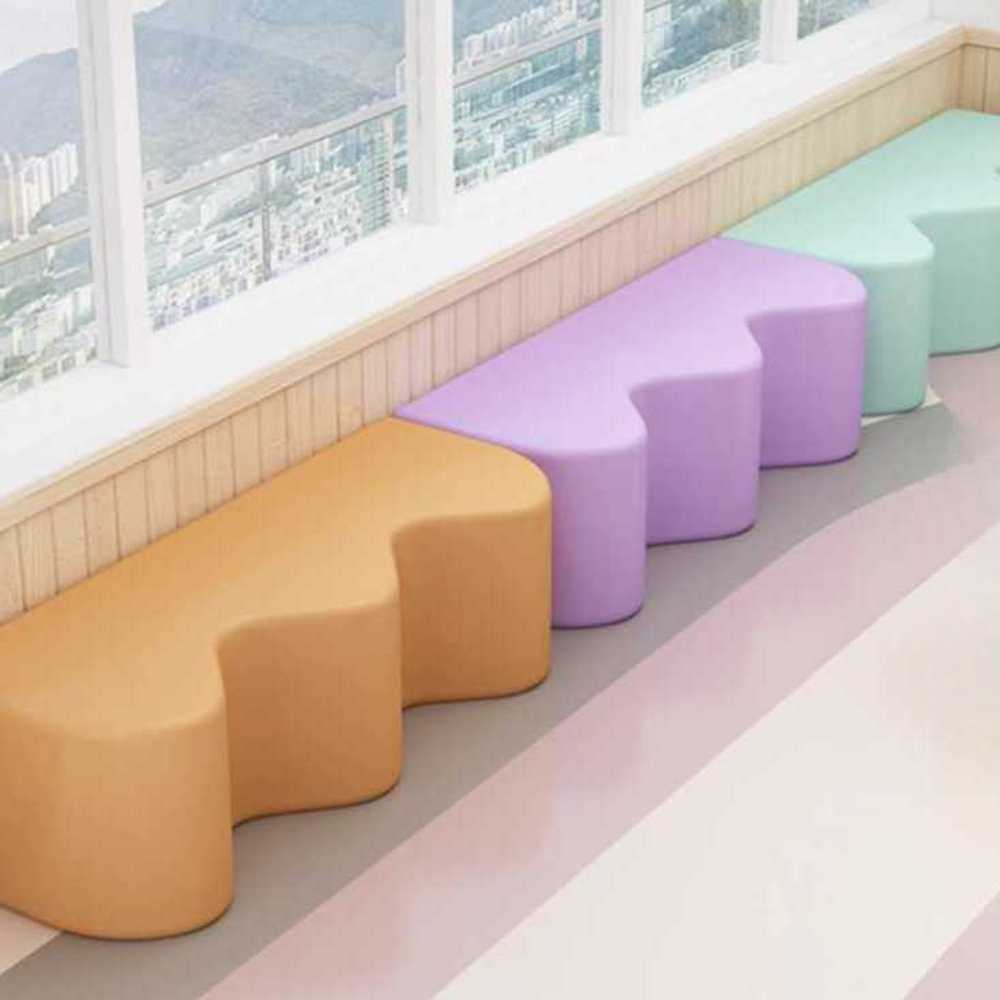 키즈펜션 장의자 벤치 대기 스툴 소아과 파스텔 의자 80cm - 상세 이미지 5