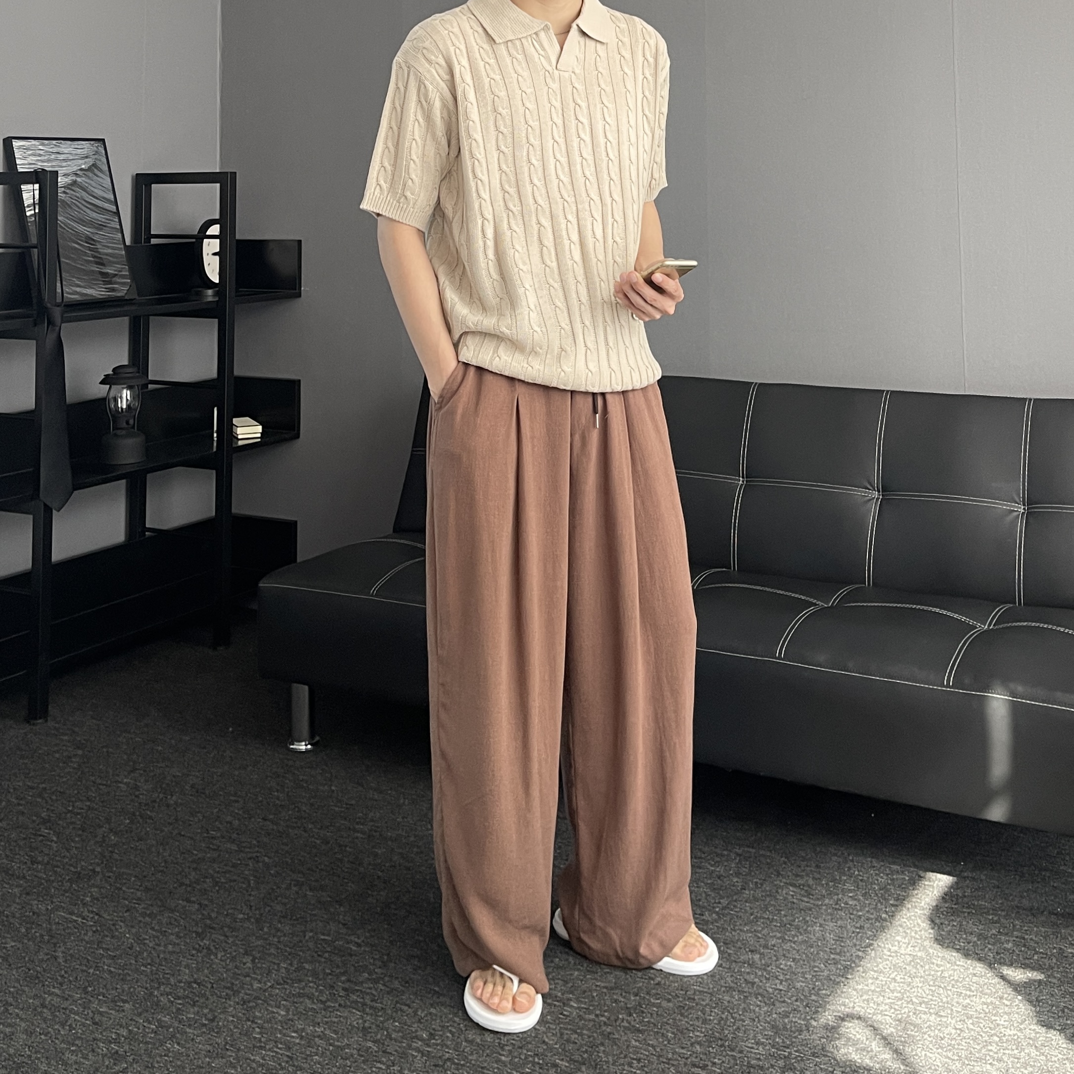 남자여름긴바지 남자린넨팬츠 린넨통바지 이미지 6