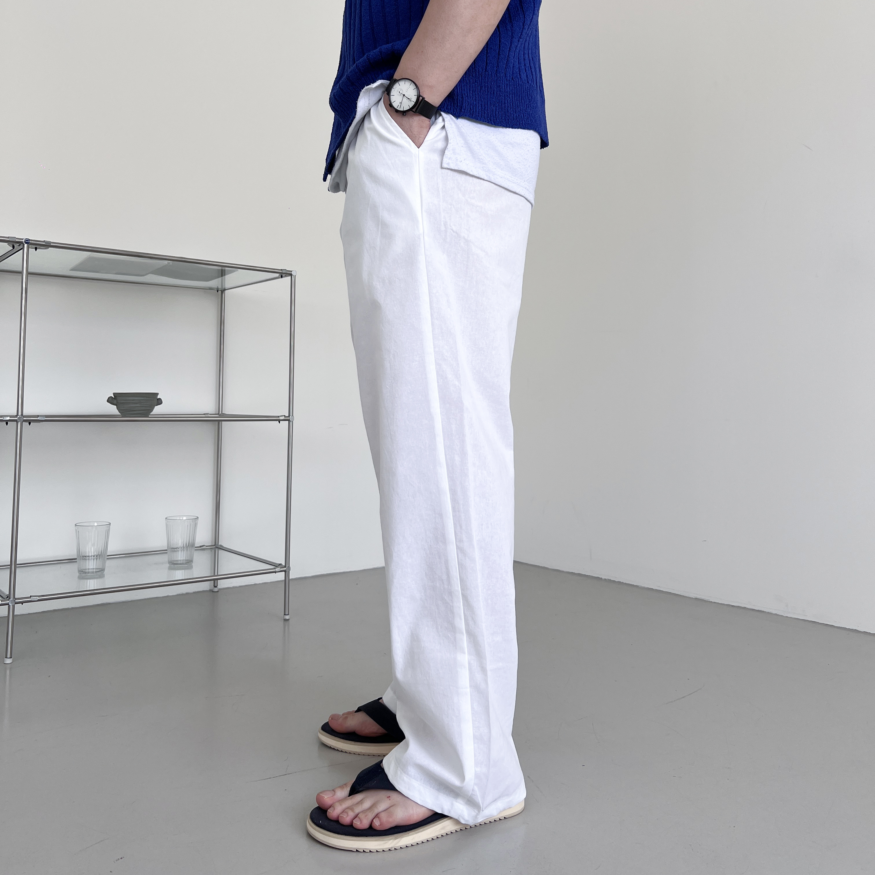 남자흰바지 남자린넨슬랙스 여름슬랙스 백바지 - 상세 이미지 3