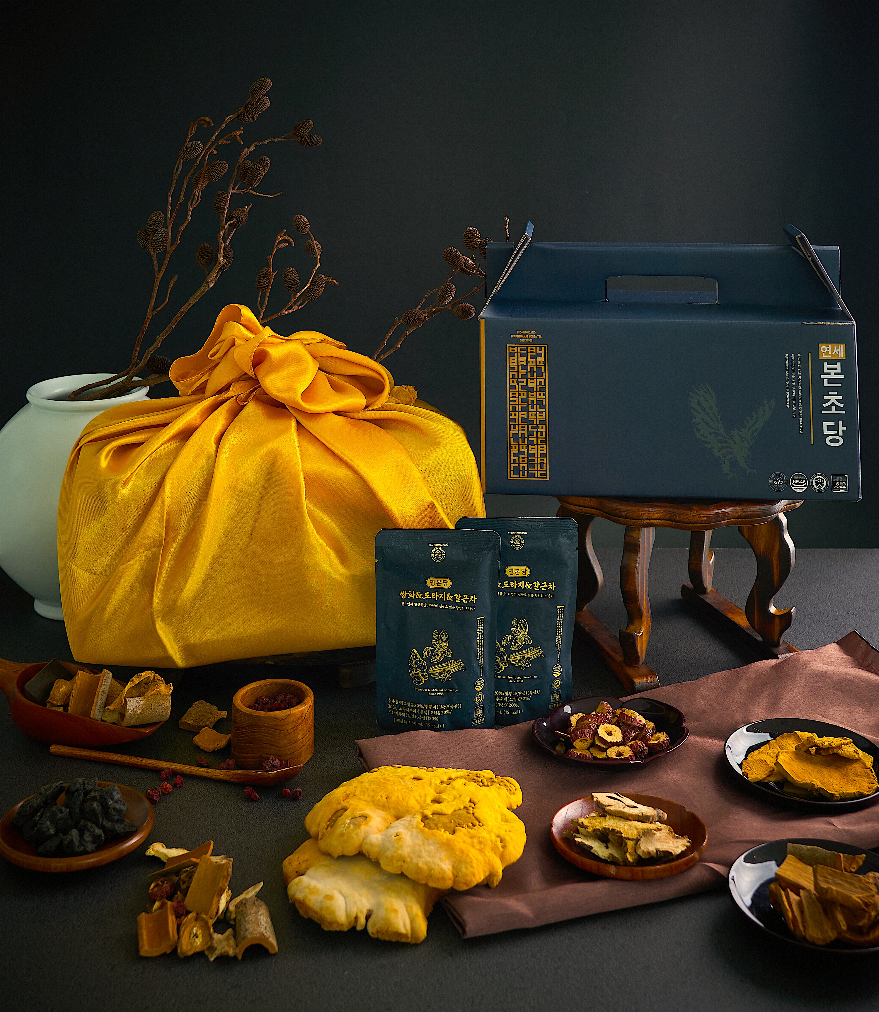 [연본당] 쌍화&도라지&갈근차 (목편한진액 전통차) with 황금보자기 10개입, 1개