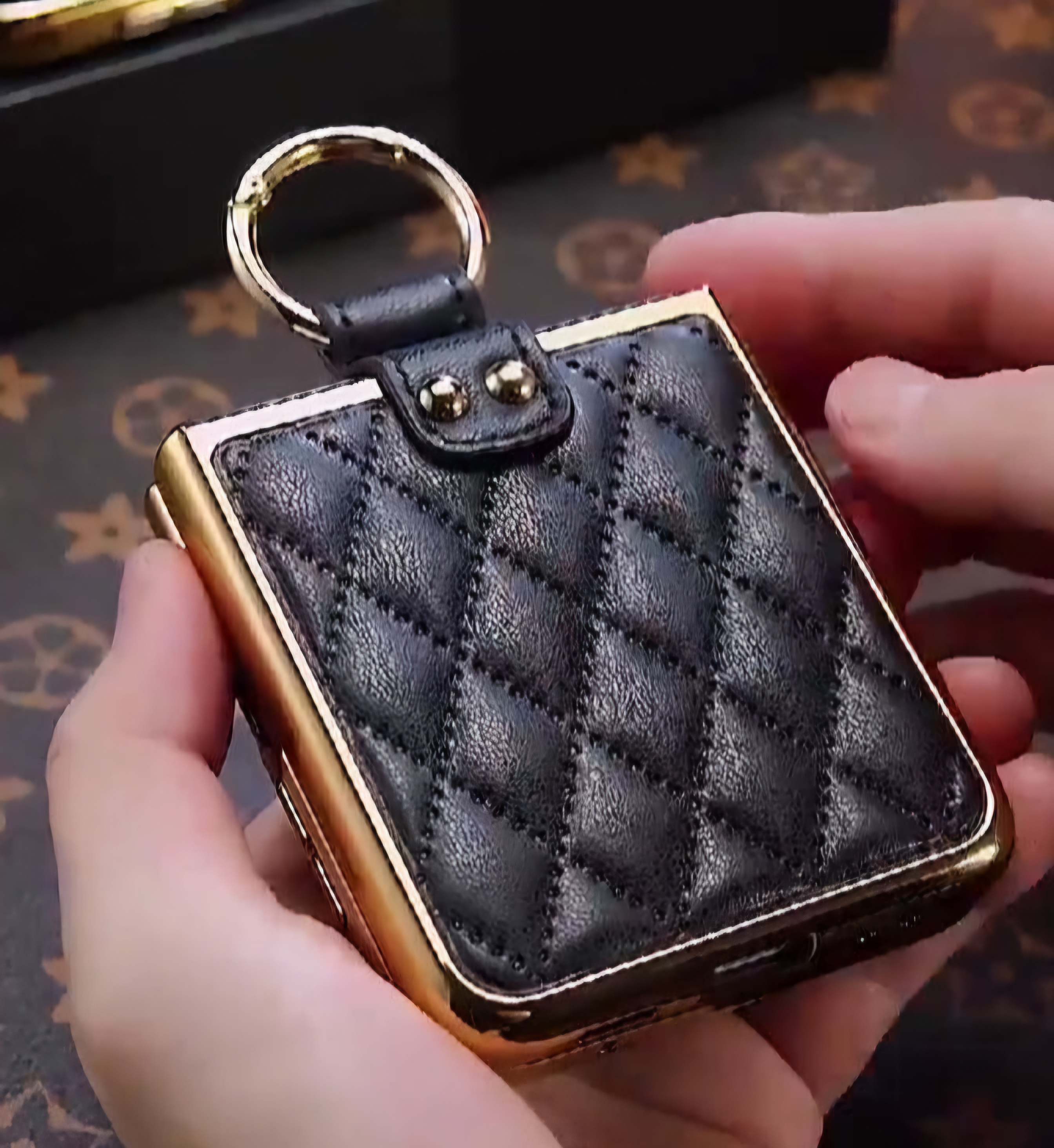 가죽 케이스 명품 범퍼 스트랩 지플립 블랙, 갤럭시Z 플립4 - 상품 이미지