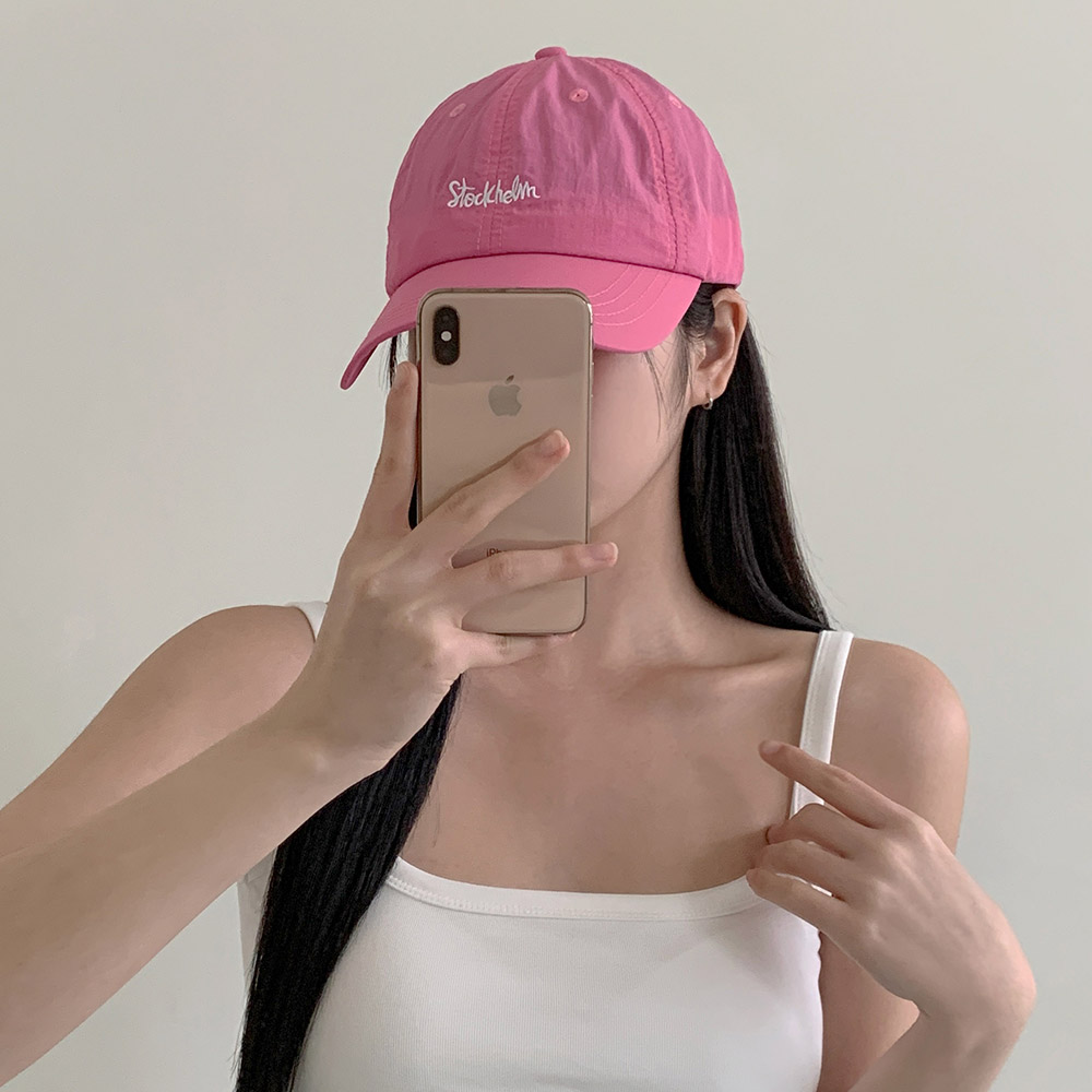 [10컬러/여름캡모자] 스톡 자수 바스락 나일론 스트링 여름 물놀이 흠뻑쇼 볼캡 모자 상세 이미지 22