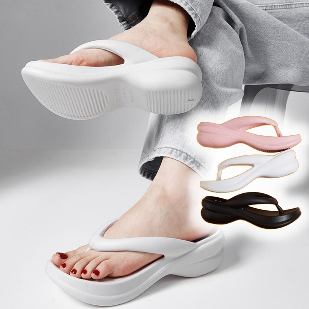 경량 여름쪼리 물놀이 키높이쪼리 여성통굽슬리퍼 샌들