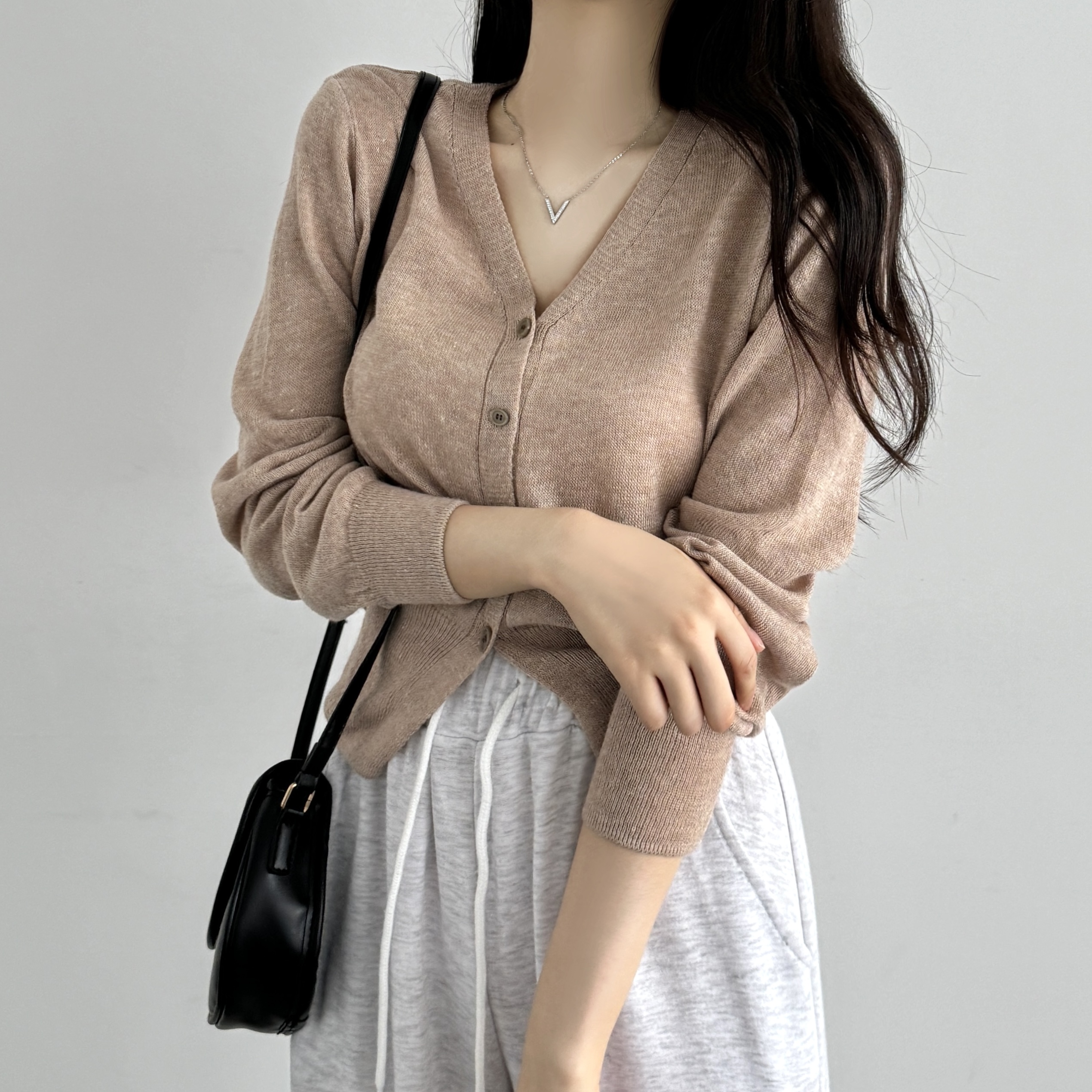 여름 린넨 시스루 크롭 가디건 볼레로 여성 시원한 데일리룩